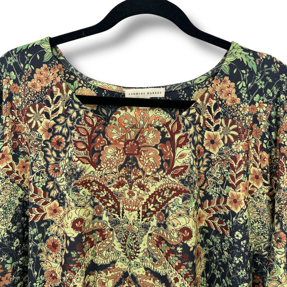 Farmers Market Deco Tie Waist Jacobean Floral Embellished Shirt Plus Size 2X - Picture 5 of 9